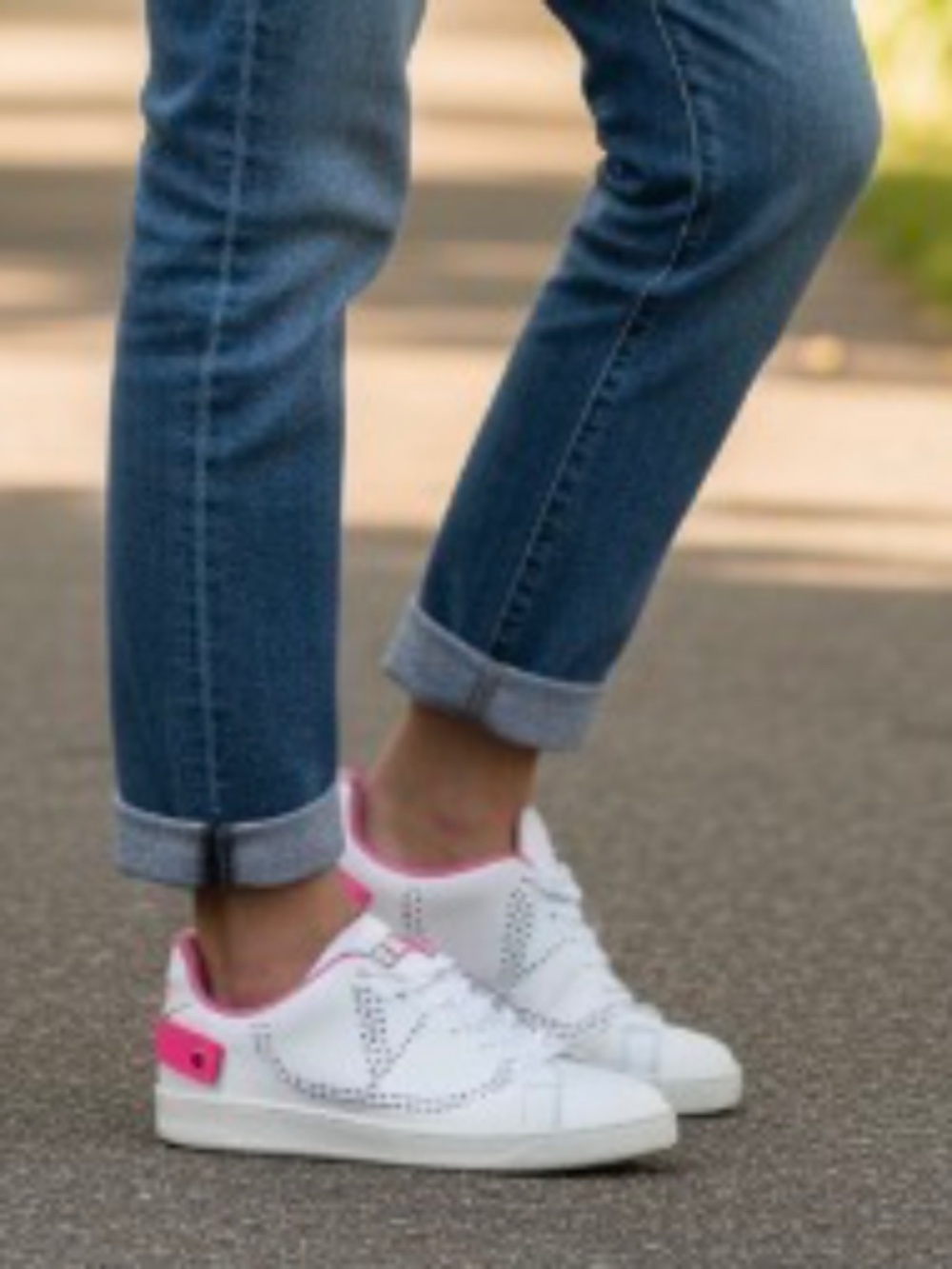 Valentino Women's Rockstud Neon-trim Leather Sneakers - Picture 1 of 7